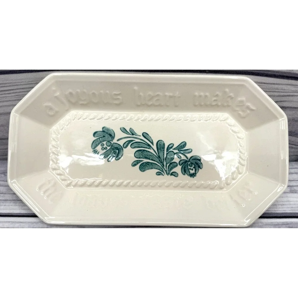 VINTAGE PFALTZGRAFF YORKTOWNE GREEN BREAD PLATTER - 12.25